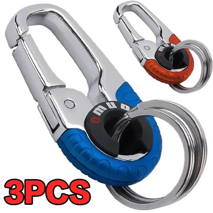 Stainless Steel Keychain Buckle for Men with Carabiner Hook, Durable Key Ring Clip for Car Keys and Outdoor Use