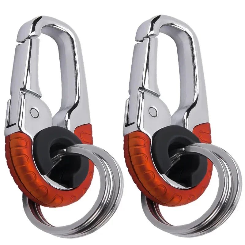 Stainless Steel Keychain Buckle for Men with Carabiner Hook, Durable Key Ring Clip for Car Keys and Outdoor Use
