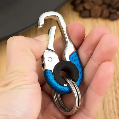 Stainless Steel Keychain Buckle for Men with Carabiner Hook, Durable Key Ring Clip for Car Keys and Outdoor Use
