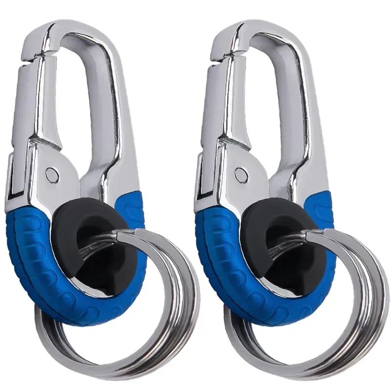 Stainless Steel Keychain Buckle for Men with Carabiner Hook, Durable Key Ring Clip for Car Keys and Outdoor Use