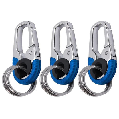 Stainless Steel Keychain Buckle for Men with Carabiner Hook, Durable Key Ring Clip for Car Keys and Outdoor Use