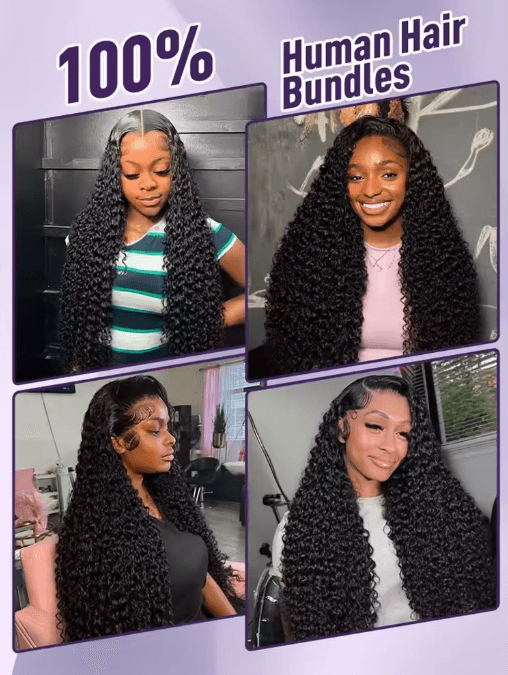 30–34 Inch Deep Wave Virgin Human Hair Bundles, Raw Unprocessed Double Weft
