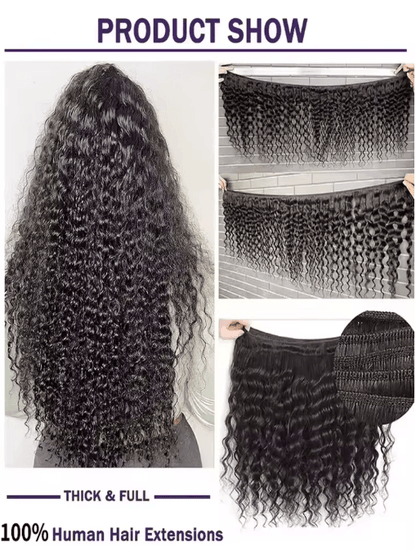 30–34 Inch Deep Wave Virgin Human Hair Bundles, Raw Unprocessed Double Weft