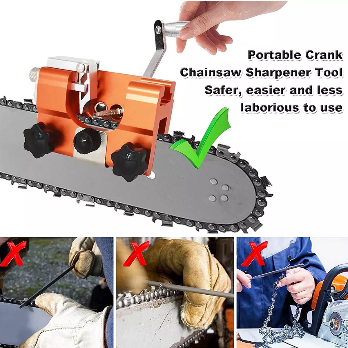 Portable Chainsaw Chain Sharpening Jig, Hand Crank Timberline Sharpener Tool Set for Timely and Accurate Chainsaw