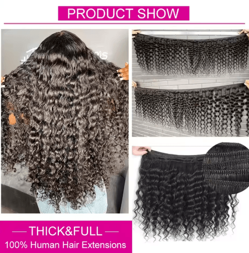 Luvin Curly Bundles Human Hair 30 34 Inch Deep Wave Raw 1 3 4 Hair Bundles 100% Unprocessed Double Weft Hair Extensions