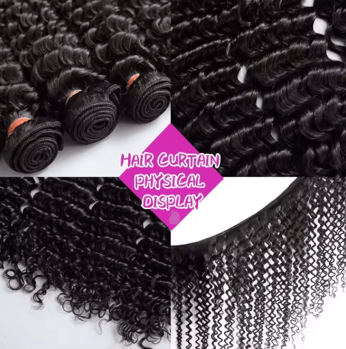 Luvin Curly Bundles Human Hair 30 34 Inch Deep Wave Raw 1 3 4 Hair Bundles 100% Unprocessed Double Weft Hair Extensions