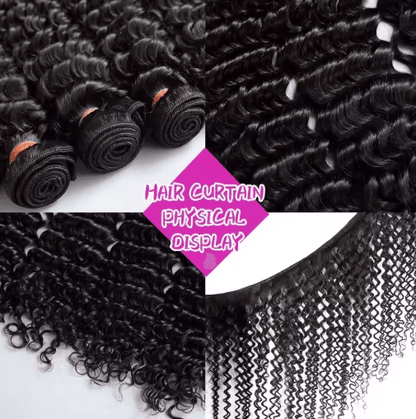 Luvin Curly Bundles Human Hair 30 34 Inch Deep Wave Raw 1 3 4 Hair Bundles 100% Unprocessed Double Weft Hair Extensions