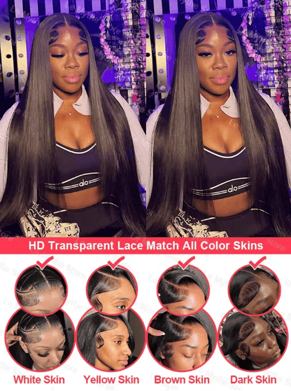 100% Human Hair Bone Straight 13x6 HD Lace Front Wig 5x5 Glueless 40 Inch 13x4 Lace Frontal Wigs Black Closure Brazilian
