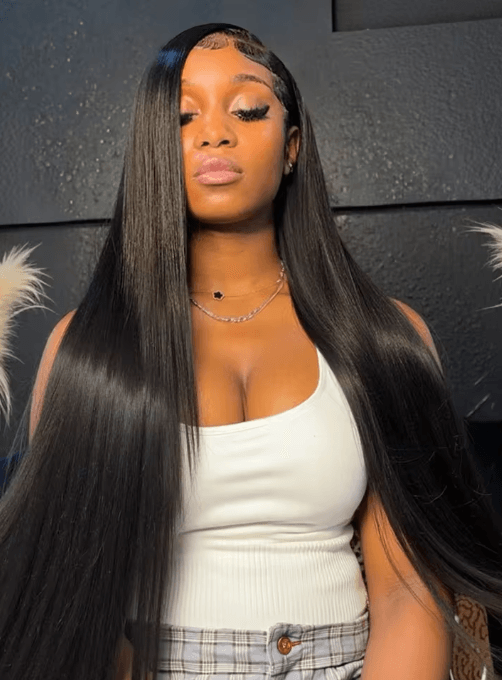 100% Human Hair Bone Straight 13x6 HD Lace Front Wig 5x5 Glueless 40 Inch 13x4 Lace Frontal Wigs Black Closure Brazilian