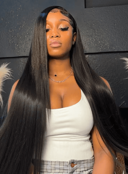 100% Human Hair Bone Straight 13x6 HD Lace Front Wig 5x5 Glueless 40 Inch 13x4 Lace Frontal Wigs Black Closure Brazilian