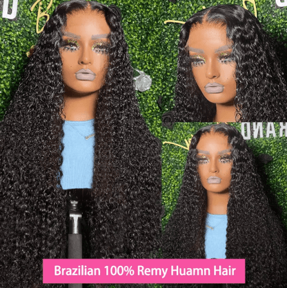 13by6 HD Lace Frontal Deep Wave Human Hair Wig, 250 Density Brazilian Curly Wig