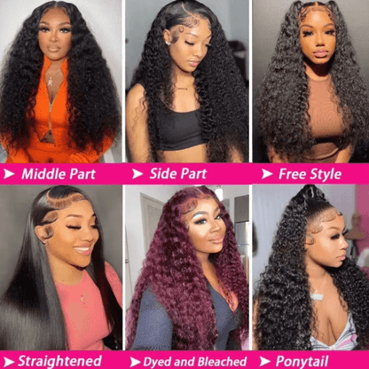 13by6 HD Lace Frontal Deep Wave Human Hair Wig, 250 Density Brazilian Curly Wig