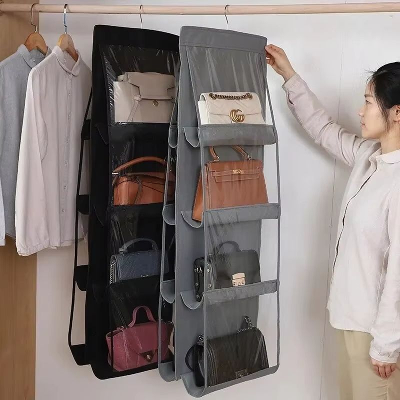 Transparent Hanging Handbag and Shoe Storage Organizer with Hanger
