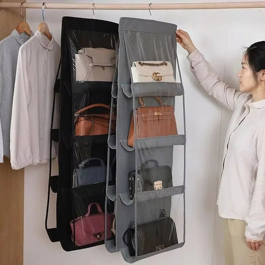 Transparent Hanging Handbag and Shoe Storage Organizer with Hanger