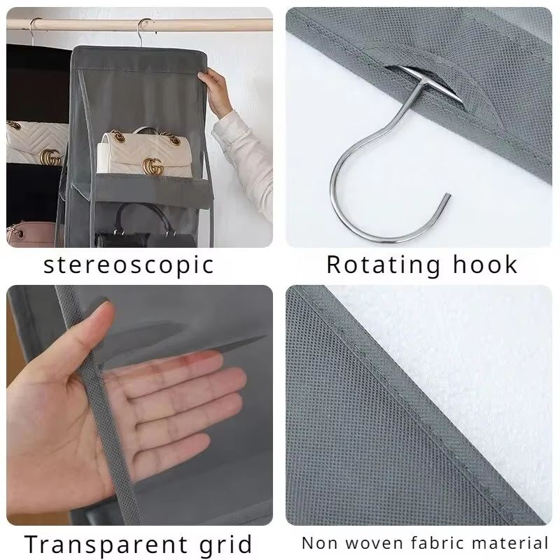 Transparent Hanging Handbag and Shoe Storage Organizer with Hanger