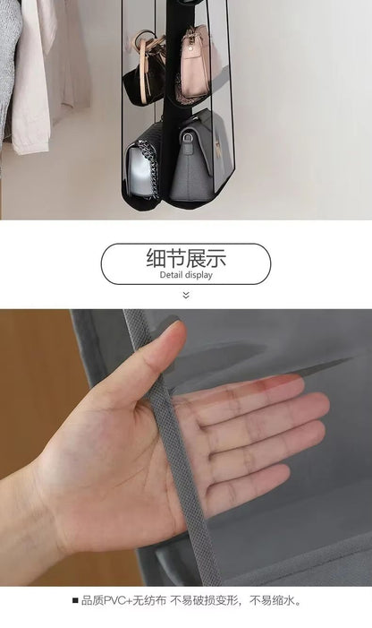 Transparent Hanging Handbag and Shoe Storage Organizer with Hanger