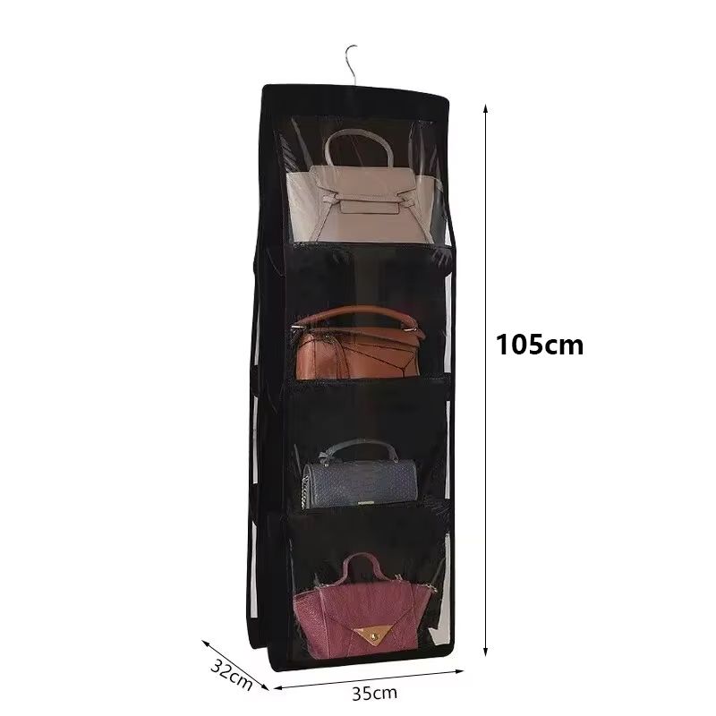 Transparent Hanging Handbag and Shoe Storage Organizer with Hanger