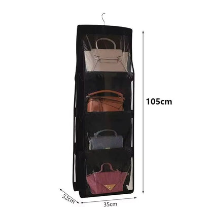 Transparent Hanging Handbag and Shoe Storage Organizer with Hanger