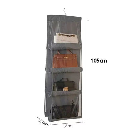 Transparent Hanging Handbag and Shoe Storage Organizer with Hanger