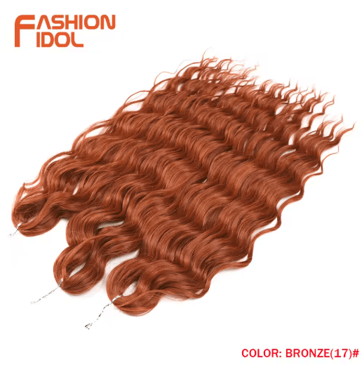 FASHION IDOL 24-Inch Ombre Rainbow Water Wave Crochet Hair, Synthetic Deep Wave Braiding Extensions
