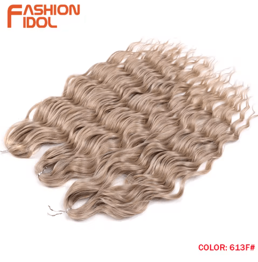FASHION IDOL 24-Inch Ombre Rainbow Water Wave Crochet Hair, Synthetic Deep Wave Braiding Extensions