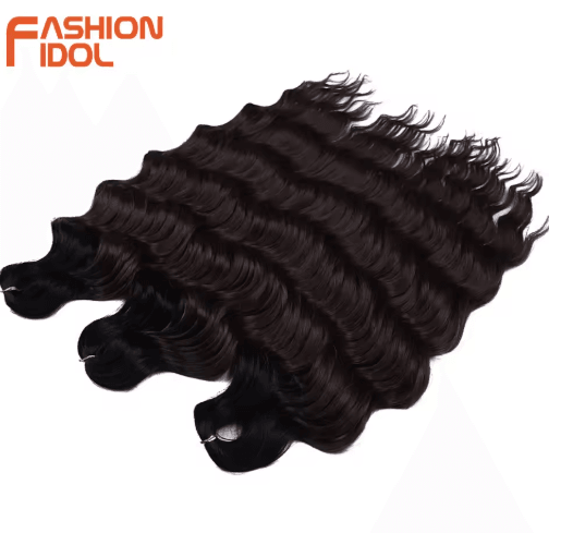 FASHION IDOL 24-Inch Ombre Rainbow Water Wave Crochet Hair, Synthetic Deep Wave Braiding Extensions