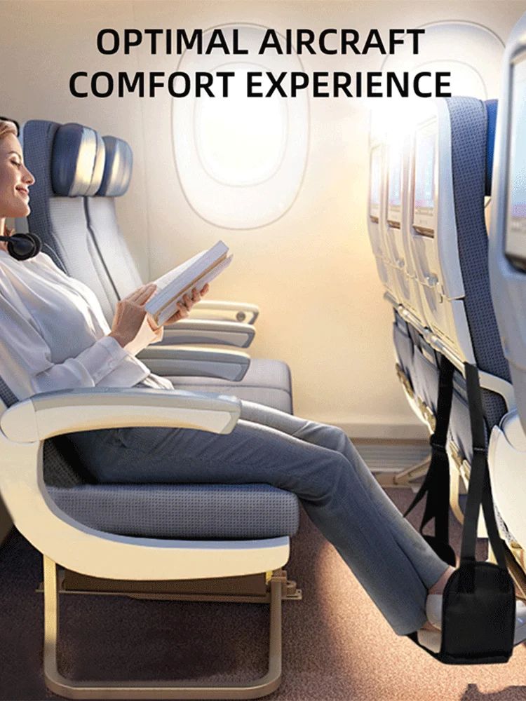 SkyRest Comfort Sling – Airplane Foot Hammock with Memory Foam Pad & Adjustable Strap
