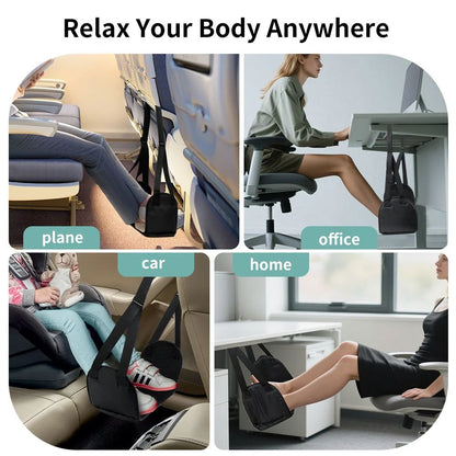 SkyRest Comfort Sling – Airplane Foot Hammock with Memory Foam Pad & Adjustable Strap