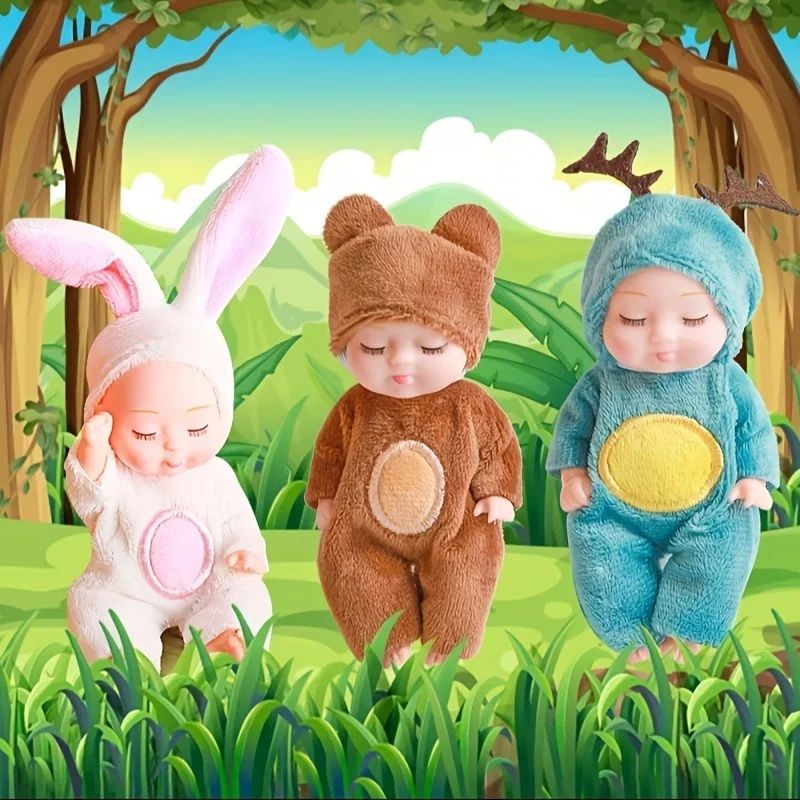 DreamPaws Mini Reborn Animal Doll – Realistic Sleeping Animal Doll Plush Collectible
