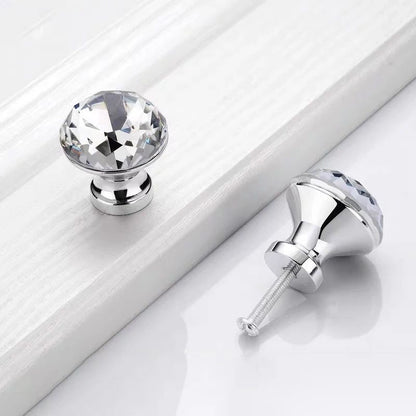 Crystal Glass Cabinet Knobs Set of 16 – Diamond Cut Decorative Furniture Handles for Cabinets & Dressers