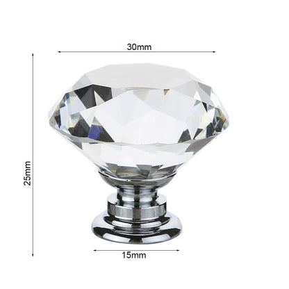 Crystal Glass Cabinet Knobs Set of 16 – Diamond Cut Decorative Furniture Handles for Cabinets & Dressers