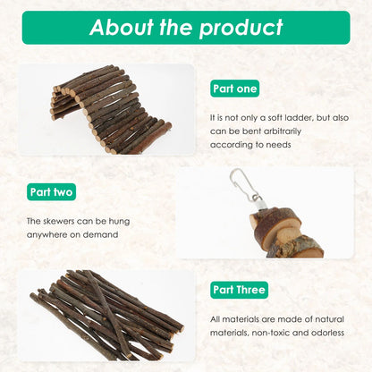 Natural Wood Chew Toy Set for Small Pets – Ultimate Hamster Chew Toy Set for Dental Health & Play