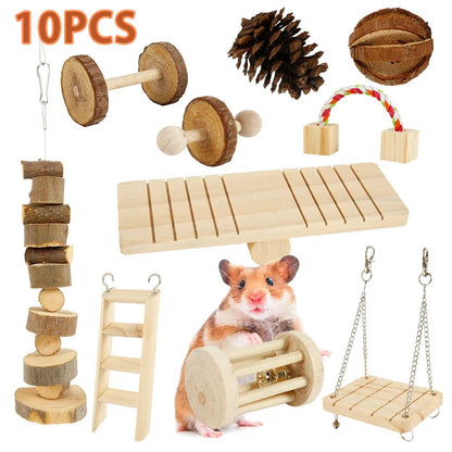 Natural Wood Chew Toy Set for Small Pets – Ultimate Hamster Chew Toy Set for Dental Health & Play