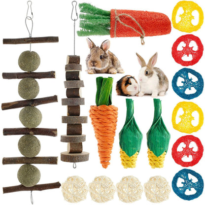Natural Wood Chew Toy Set for Small Pets – Ultimate Hamster Chew Toy Set for Dental Health & Play