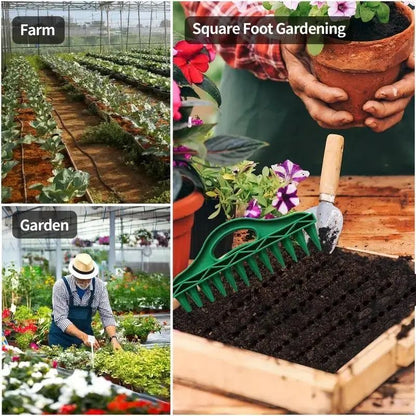 12-Hole Quick Seed Planter – High-Efficiency Garden Dibber with Ergonomic Handle