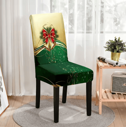 Christmas High Back Dining Chair Cover Set Festive Elastic Decoration