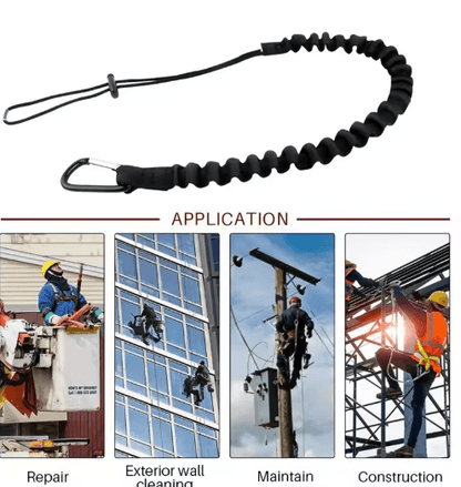 Professional Safety Lanyard with Elastic Buffer and Carabiner High Altitude Anti Fall Protection Belt