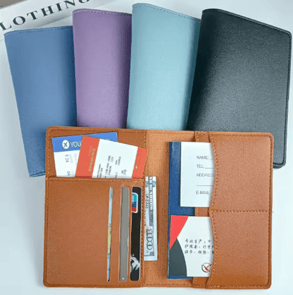 PU Leather Passport Holder Travel Wallet Multifunctional Document and Card Organizer