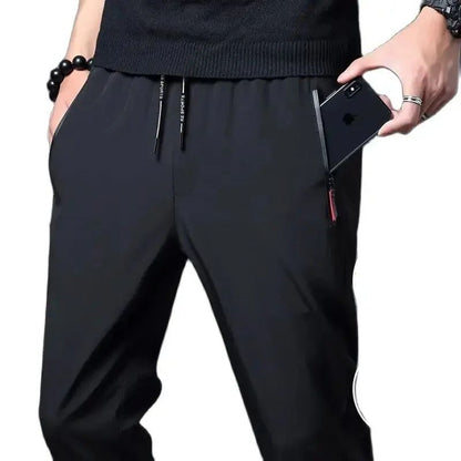 Mens Casual Jogger Pants Straight Slim Fit with Elastic Waist, Korean Style Trousers in Blue Black Gray Plus Size