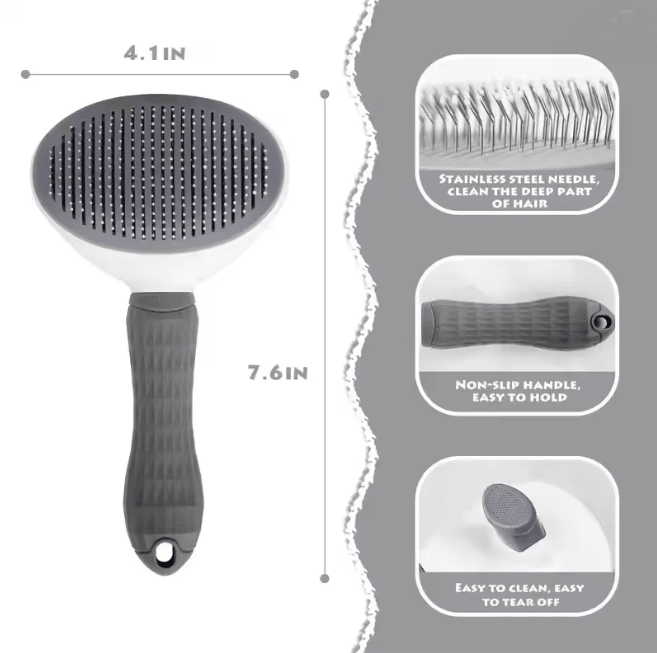 Self Cleaning Pet Brush for Dogs and Cats Grooming and Deshedding