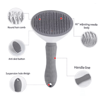 Self Cleaning Pet Brush for Dogs and Cats Grooming and Deshedding