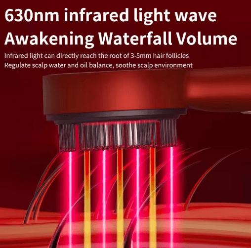 Electric Scalp Massage Comb with Red Light – Vibrating Hair Growth & Oil Applicator Brush