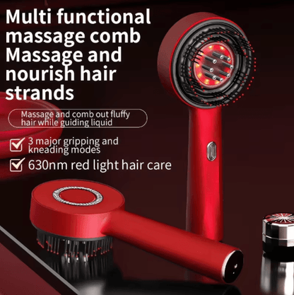 Electric Scalp Massage Comb with Red Light – Vibrating Hair Growth & Oil Applicator Brush