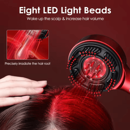 Electric Head Massager Hair Growth Comb – LED Light Therapy Scalp Brush with Oil Applicator