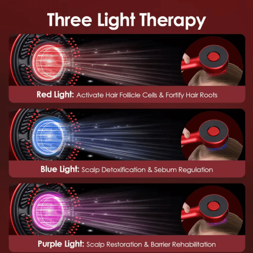 Electric Head Massager Hair Growth Comb – LED Light Therapy Scalp Brush with Oil Applicator
