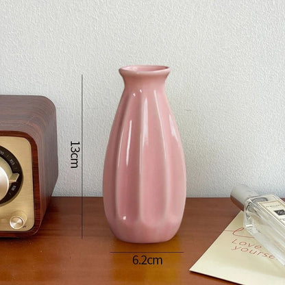 Modern Candy Color Ceramic Bud Vase for Desktop Home Decor