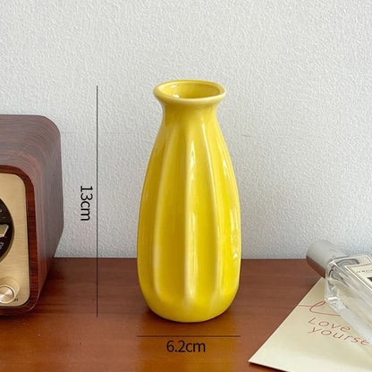 Modern Candy Color Ceramic Bud Vase for Desktop Home Decor