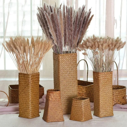 Natural Woven Rattan Vase for Dried Flowers Home Decor