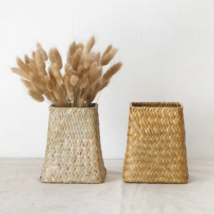 Natural Woven Rattan Vase for Dried Flowers Home Decor