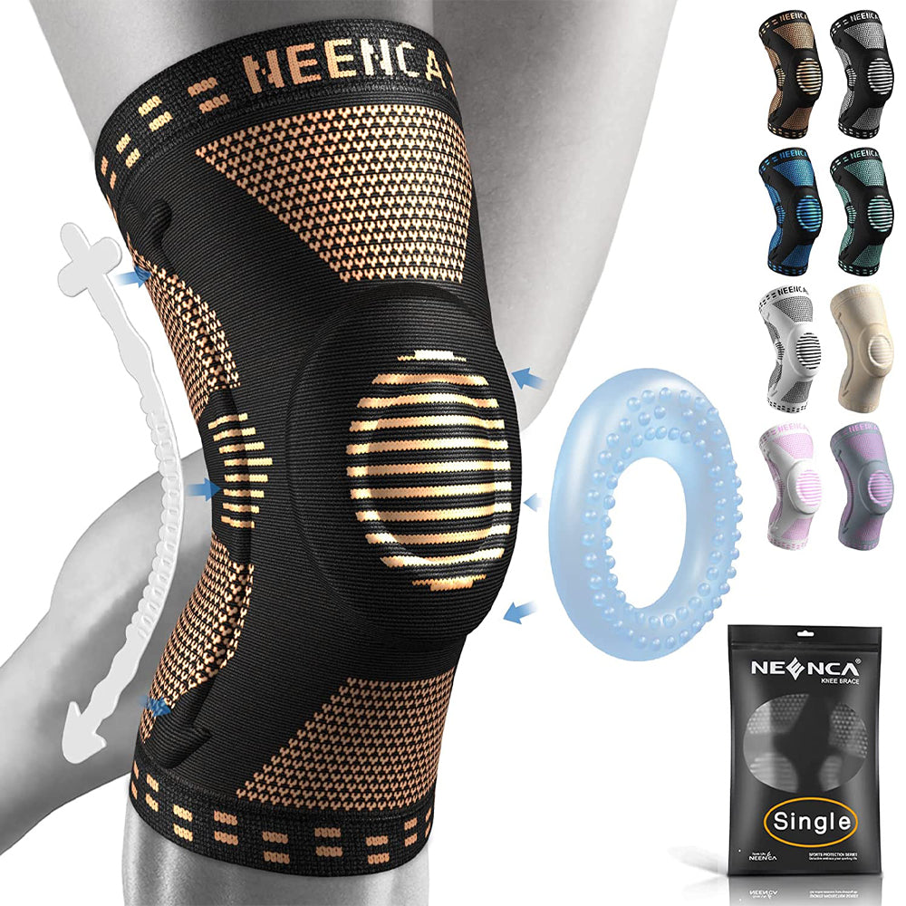 Knee Support Copper Brace with Gel Pad & Side Stabilizers, Sport Arthritis Joint Pain Relief